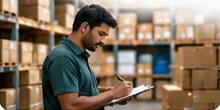 Warehouse staff checking stock before dispatch