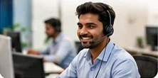 Customer support executive with a headset