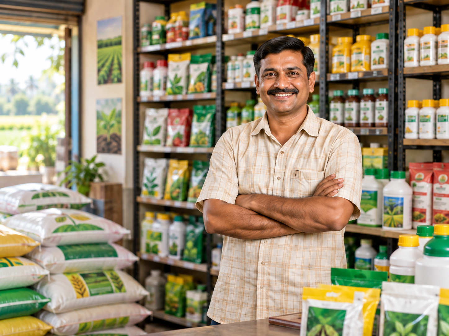 KisanShop seller partner in his agri input store
