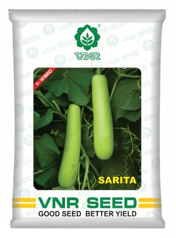 VNR Sarita F1 Hybrid Bottle Gourd Seed, Lauki Ke Beej, Green Color and Elongate Shape