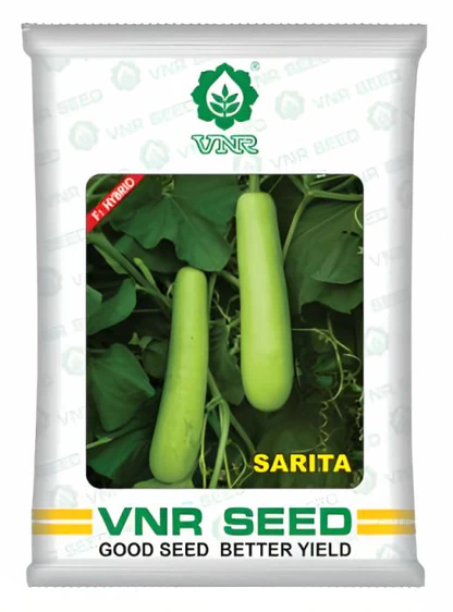 VNR Sarita F1 Hybrid Bottle Gourd Seed, Lauki Ke Beej, Green Color and Elongate Shape