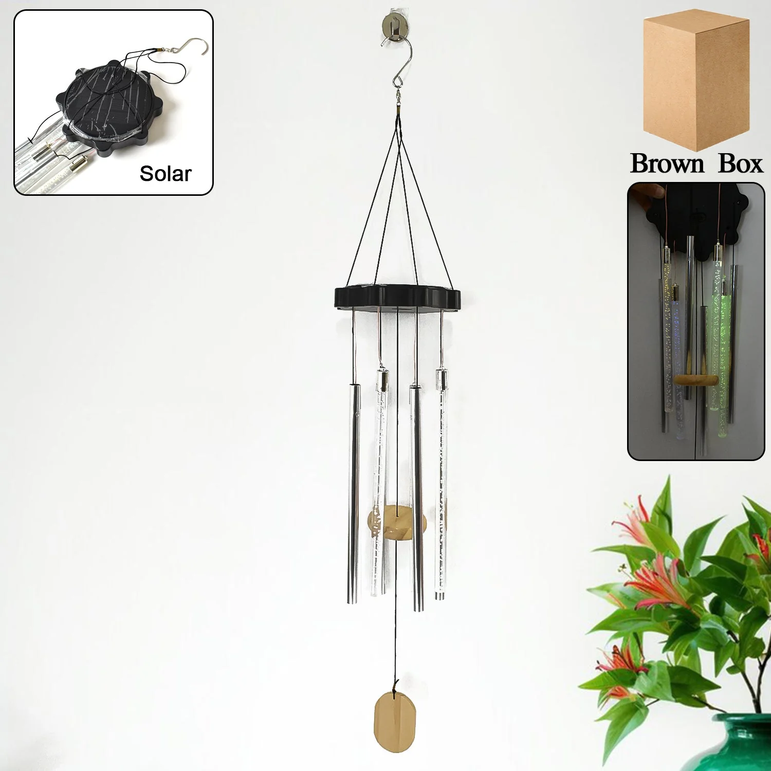 Solar LED Wind Chime with Tubes – main view