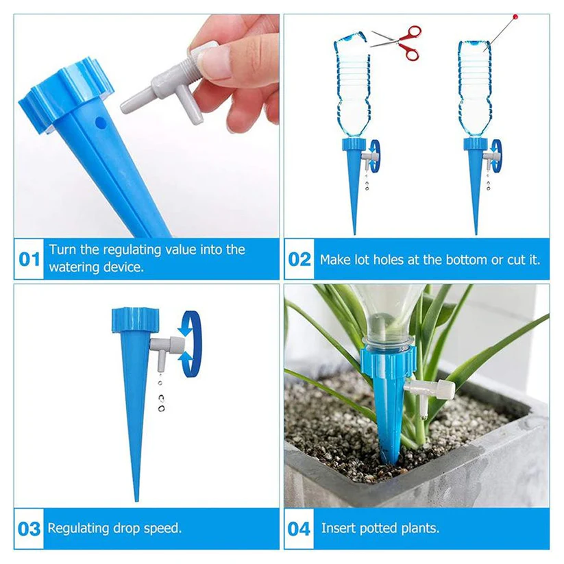 Adjustable Plant Watering Spikes with Slow Release Valve – main view