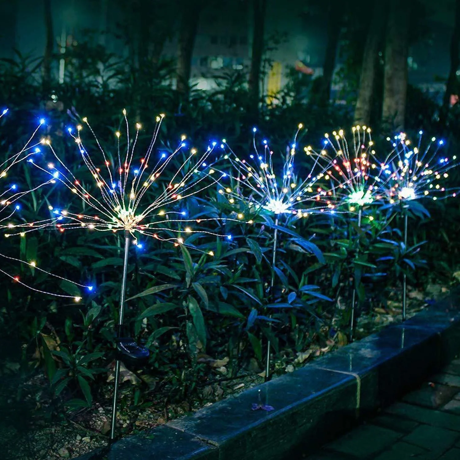 Colorful Multi-LED Outdoor Solar Garden Lights (2 Pcs Set)