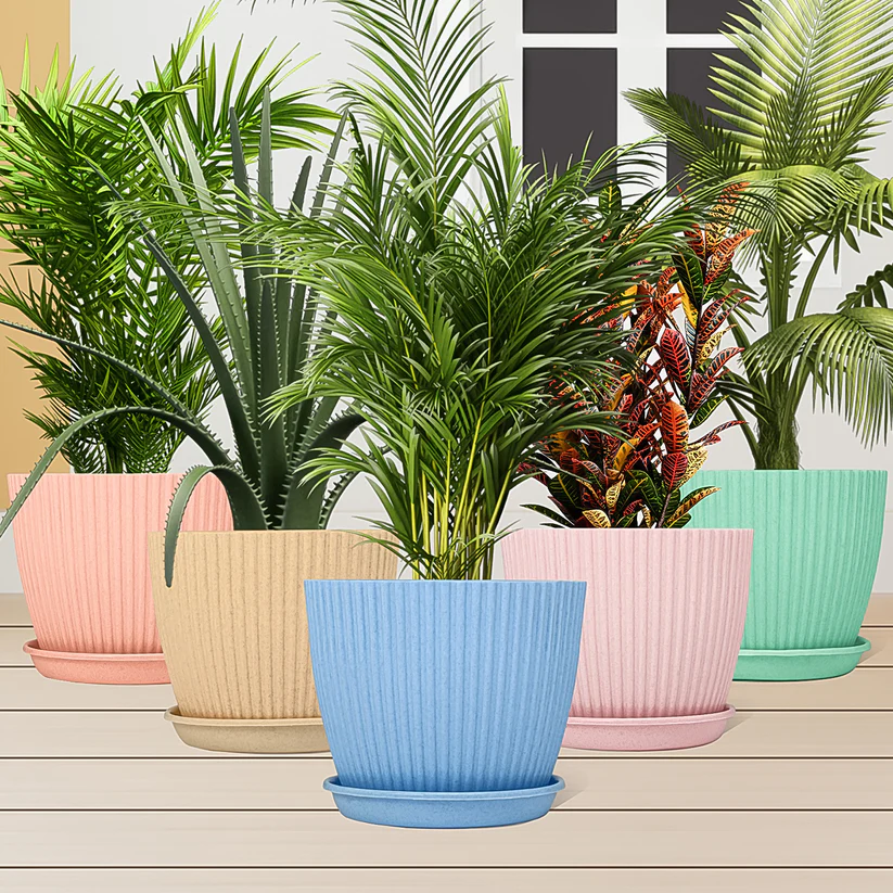 Plastic Flower Pot with Bottom Tray – thumb