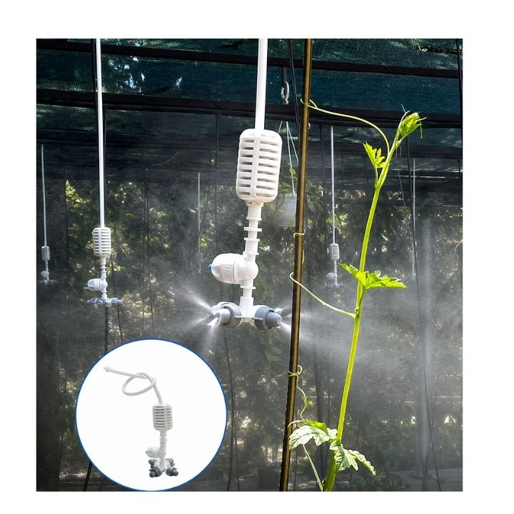 (10 Pcs) Irrigation Fogger System 4 Way Fogger Assembly Unit with Check Valve for Garden & Greenhouse – thumb