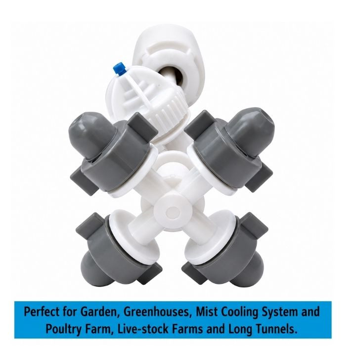 (10 Pcs) Irrigation Fogger System 4 Way Fogger Assembly Unit with Check Valve for Garden & Greenhouse – thumb