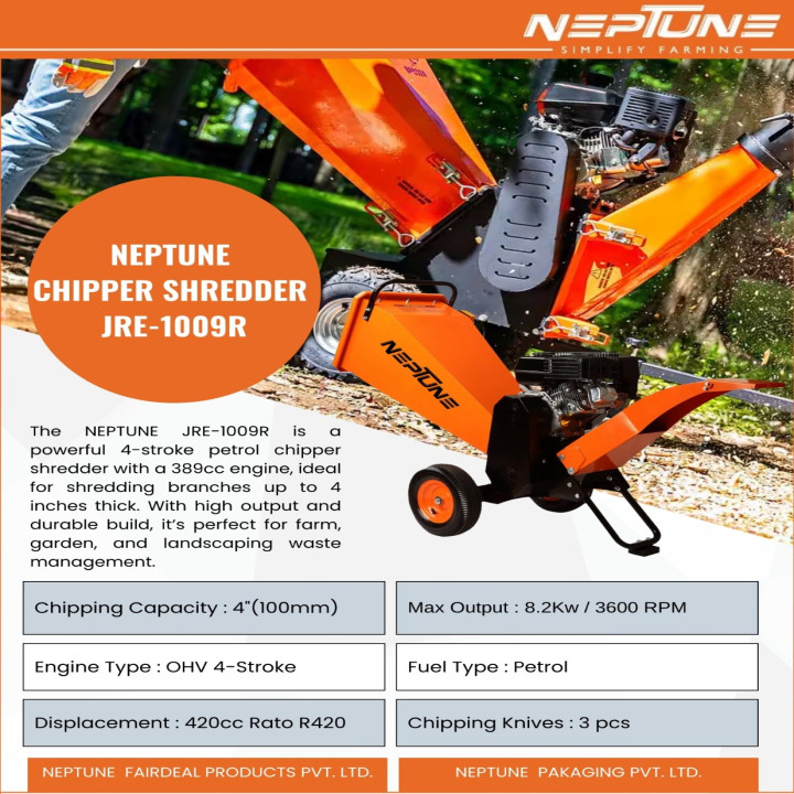 Neptune Wood Chipper Machine – 16 HP Petrol Engine