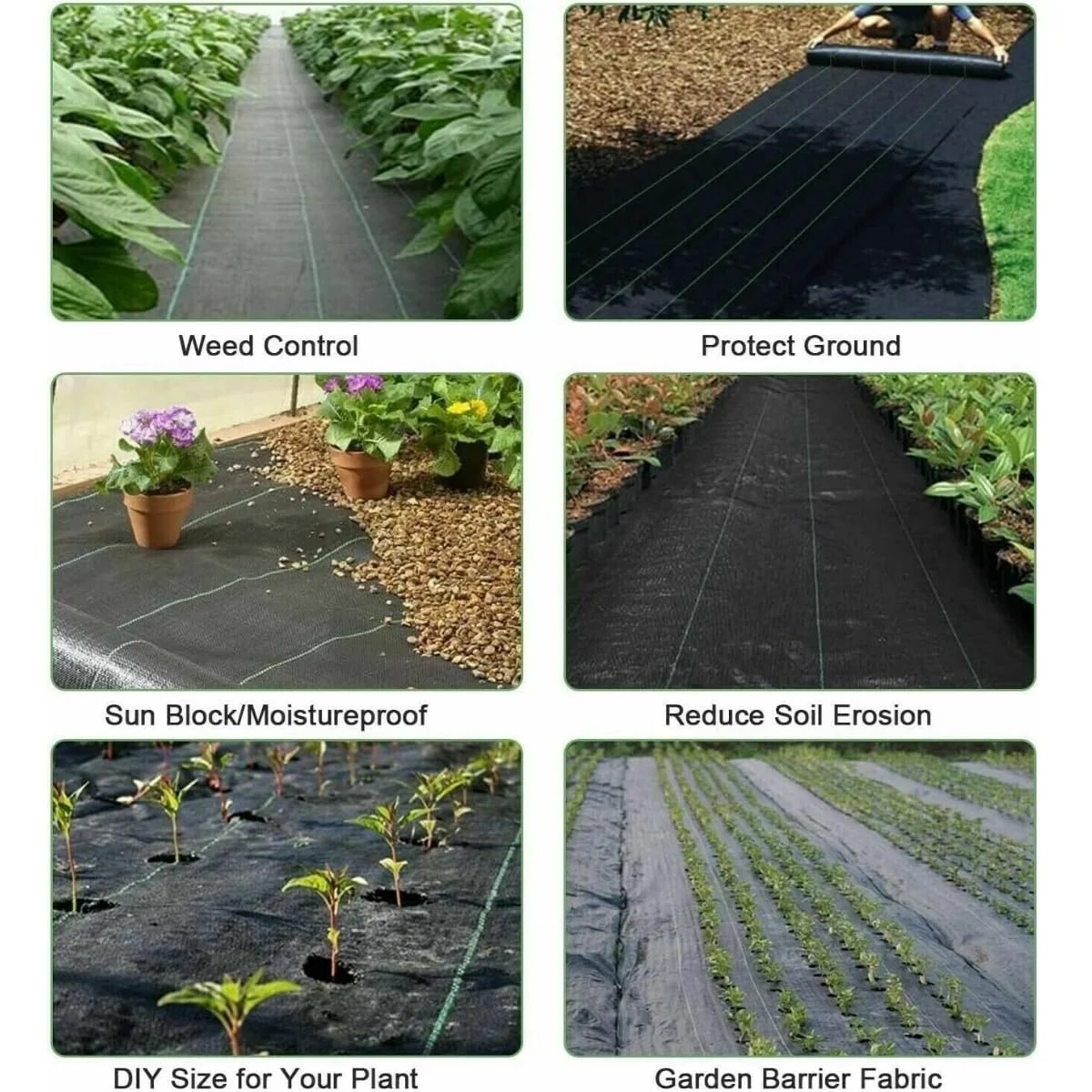 Singhal Garden Weed Control Mat Heavy Duty 90 GSM Landscape Fabric (Black) – thumb
