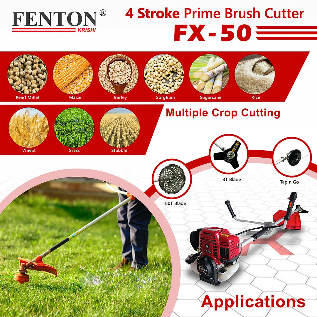 Fenton Krishi 50CC Prime 1.8HP SP 4 Stroke Prime Brush Cutter 80T | 3T | Tap n Go Fuel Grass Trimmer – thumb