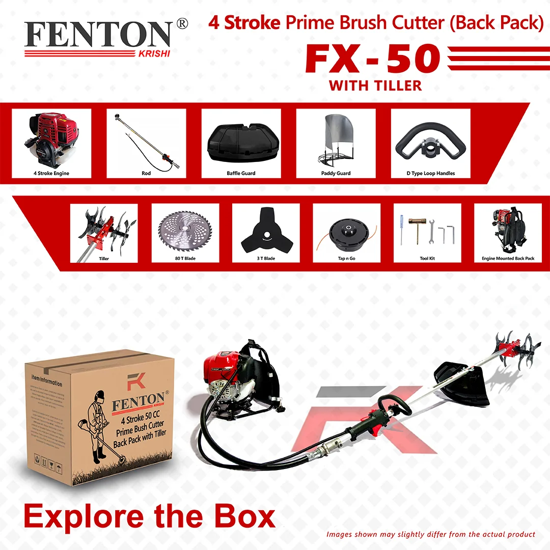 Fenton Krishi 50CC Prime Brush Cutter – 4-Stroke Multi-Attachment Farm Trimmer – thumb