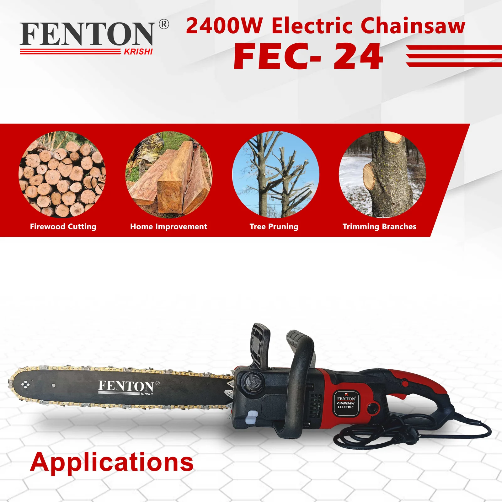 Fenton Krishi FEC-24 Golden Chainsaw – 2400W, 16" Guide Bar – thumb