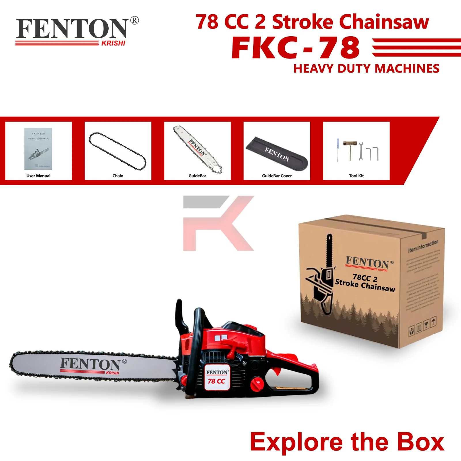 FentonKrishi FX78CC Chain Saw with 24" Guide Bar FX Pro Series Fuel Chainsaw – thumb