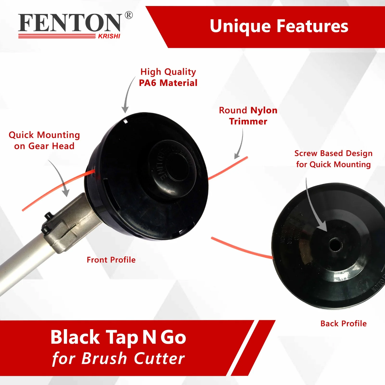 Fenton Krishi Red Tap-N-Go Brush Cutter Head with Pre-Attached – thumb