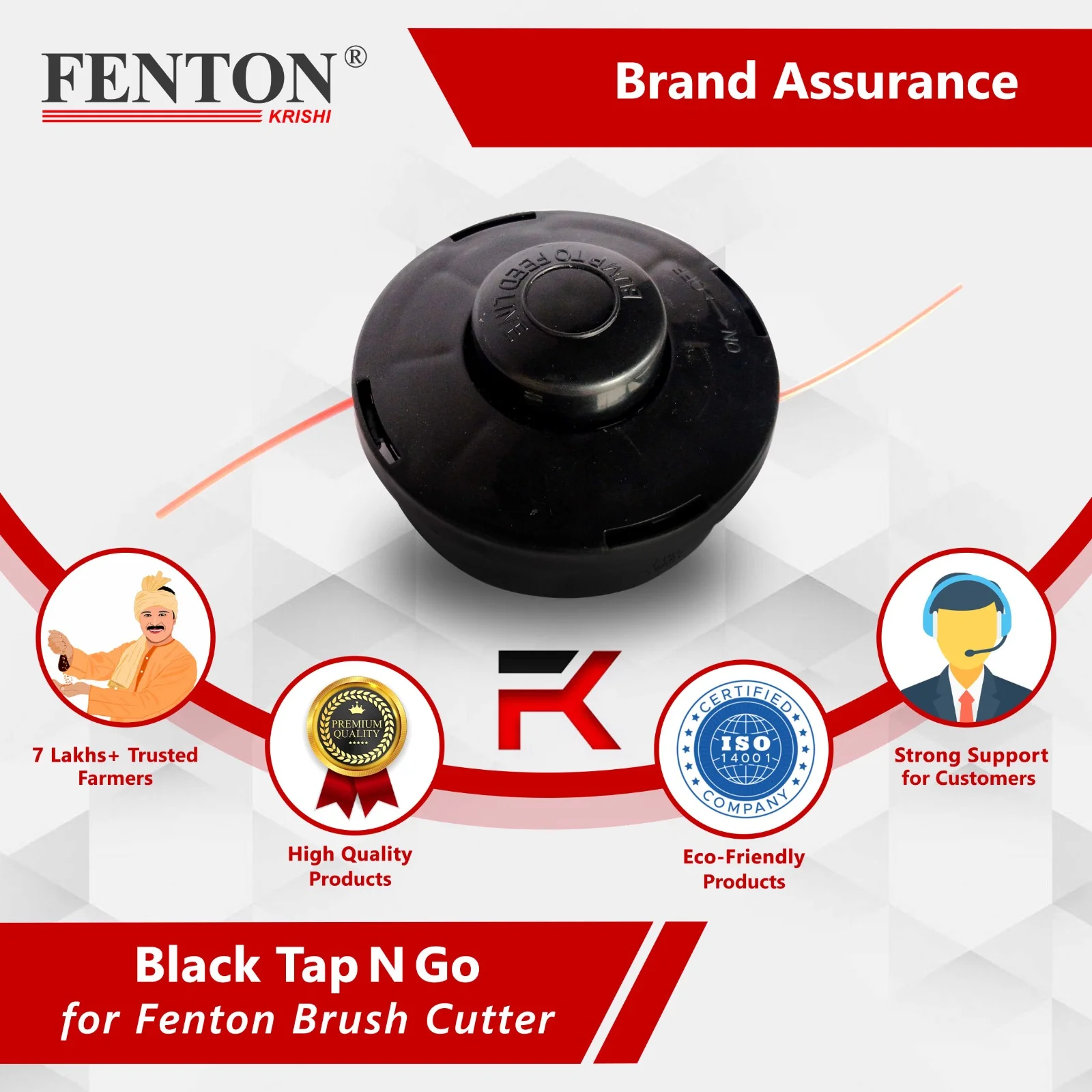 Fenton Krishi Red Tap-N-Go Brush Cutter Head with Pre-Attached – thumb