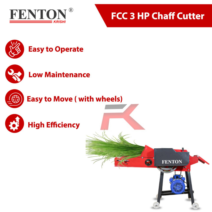 Fenton Krishi CC-04 Electric Chaff Cutter Without Motor – 4 Blade Fodder Cutter with Wheels – thumb