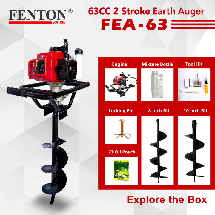 Fenton Krishi 2-Stroke 63CC Petrol Earth Auger with 4-Inch – thumb