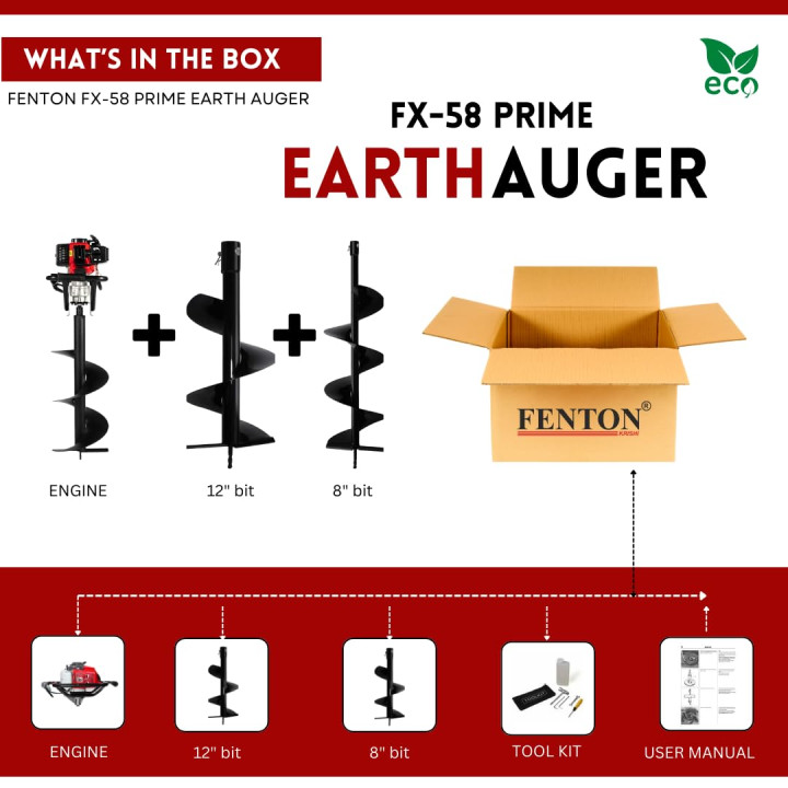 Fenton Krishi 2-Stroke 58CC Petrol Earth Auger