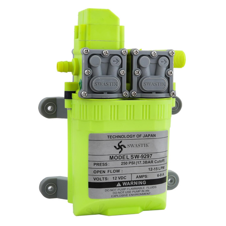 Swastik SW-9297 12V DC Double Motor Diaphragm Pump – 250 PSI, 10 LPM Auto-Cut – main view