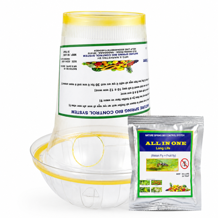 2 in 1 Melon Fly and Fruit Fly Trap with Lure for Pests, Flies and Insects (Pack of 6)