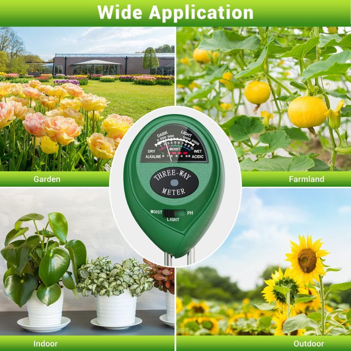 Premium Quality 3 in 1 Soil Tester pH Meter with Moisture & Light Meter | LCD Display – thumb
