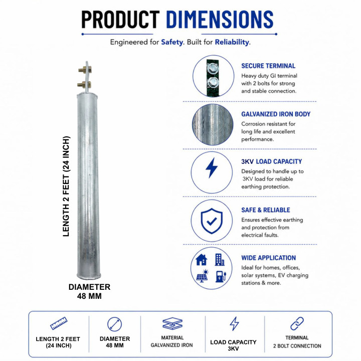 GI Earthing Electrode Galvanized Iron Earthing Rod – thumb