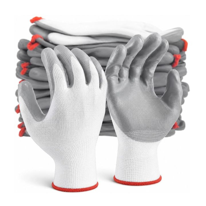 Azwian Grey Nitrile Coated Safety Hand Gloves for Construction & Industrial Use (1 Pair)