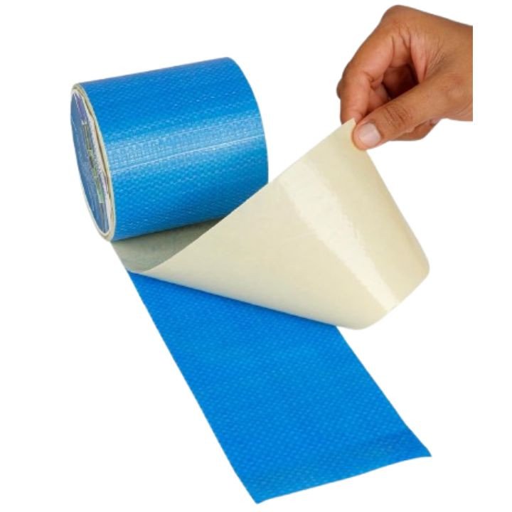 HDPE Tarpaulin Repair Tape 3 Inch x 10 Meter Heavy Duty Self-Adhesive Blue Roll