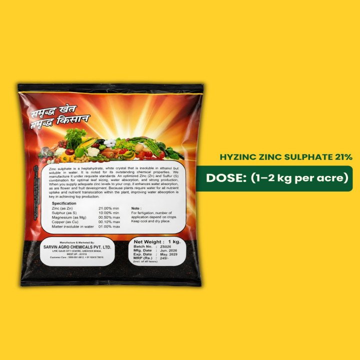Paidavaar Hyzinc Zinc Sulphate (Zn 21% + S 10%) Micronutrient Fertilizer – thumb