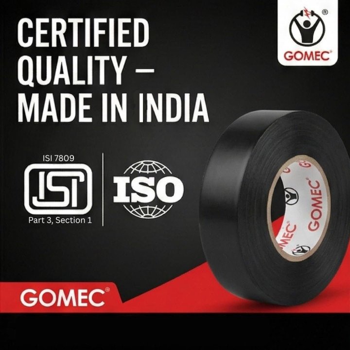Gomec PVC Electrical Insulation Tape – Weatherproof 17mm x 15 Meter Black, Pack of 6 – thumb