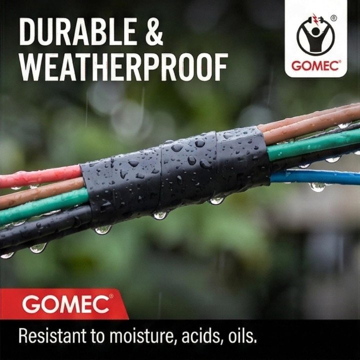 Gomec PVC Electrical Insulation Tape – Weatherproof 17mm x 15 Meter Black, Pack of 6 – thumb