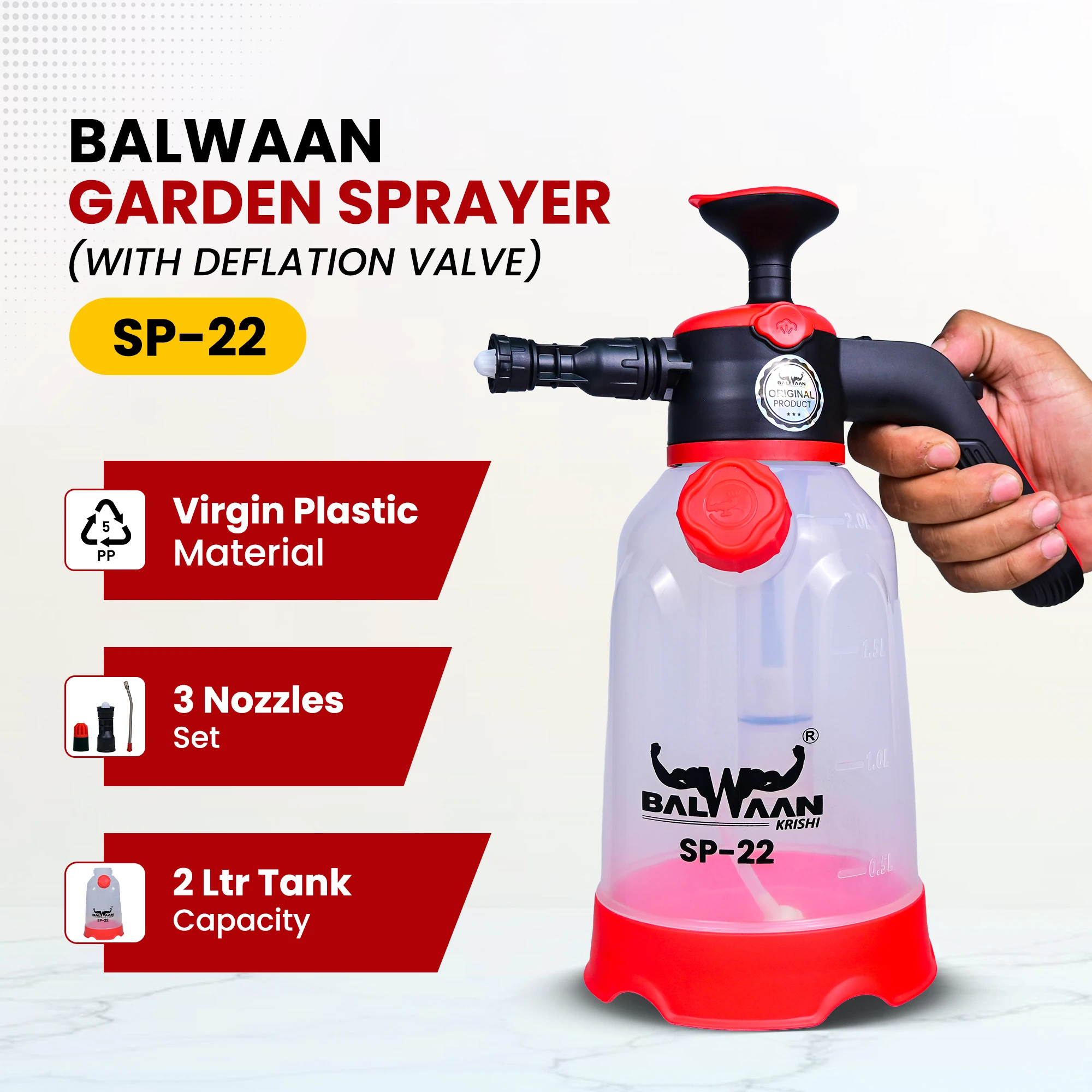 Balwaan Manual Sprayer With Measuring Cap 3in1 ( 2 L ) SP-22 – thumb
