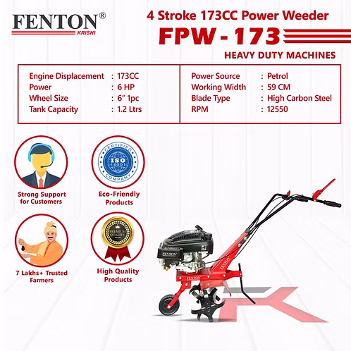 FENTON Krishi 4 Stroke 173CC Petrol Power Weeder – thumb