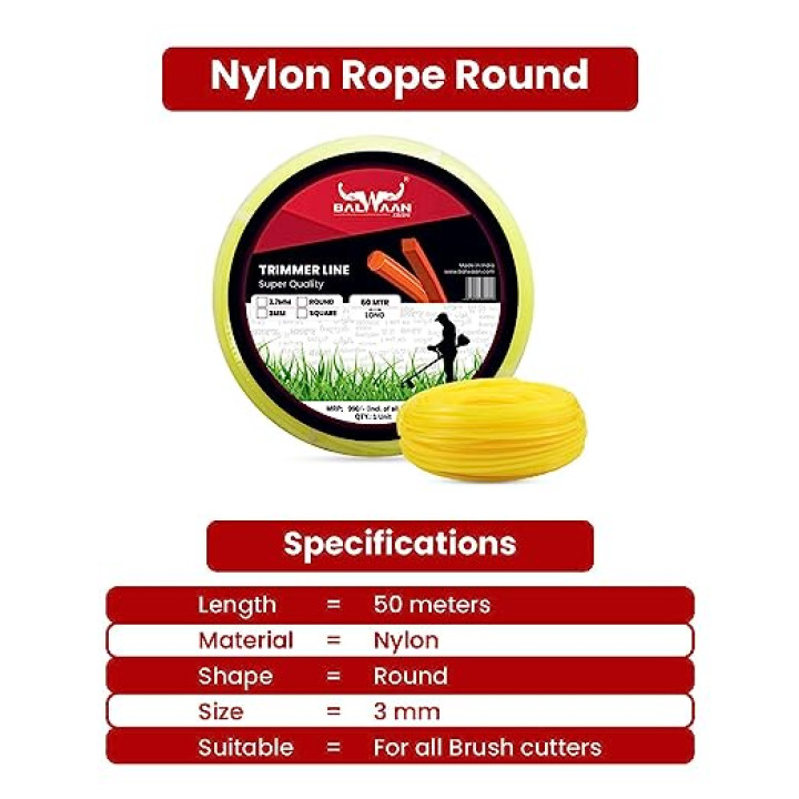 Balwaan Nylon Rope 3Mm 50 Mtr-Round – thumb