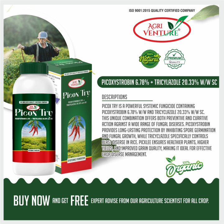 AgriVenture Picox Try Picoxystrobin 6.78% + Tricyclazole 20.33% SC Fungicide – thumb