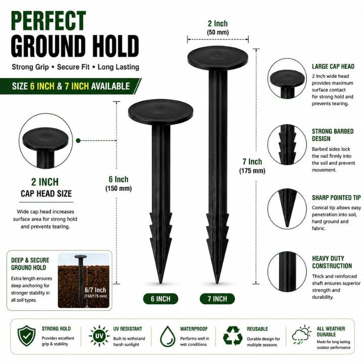 7 Inch Plastic Weed Mat Nails with Large Cap Head – Pack of 20 – thumb