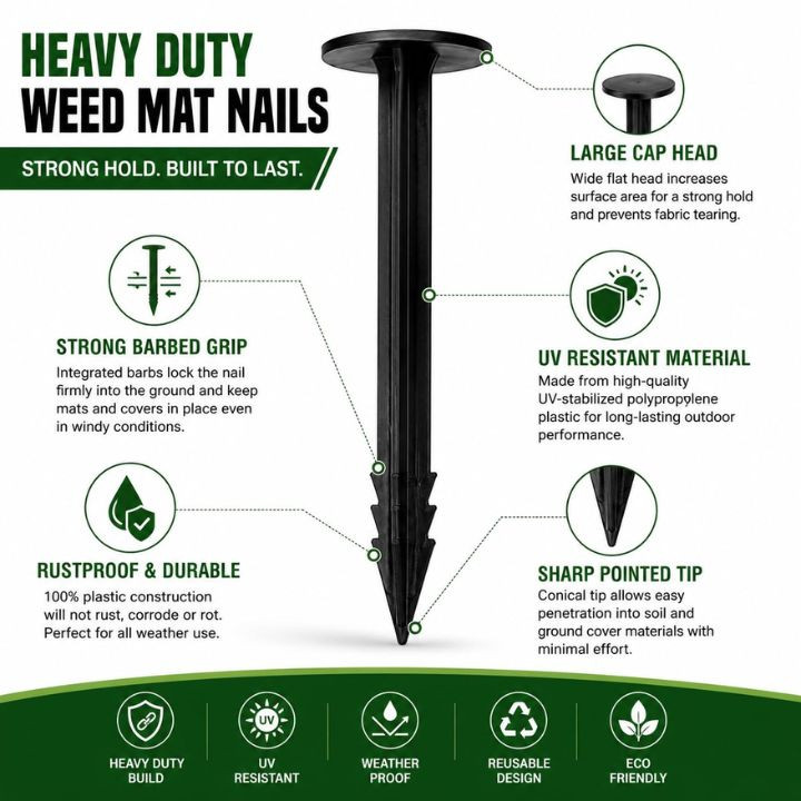 7 Inch Plastic Weed Mat Nails with Large Cap Head – Pack of 20 – thumb