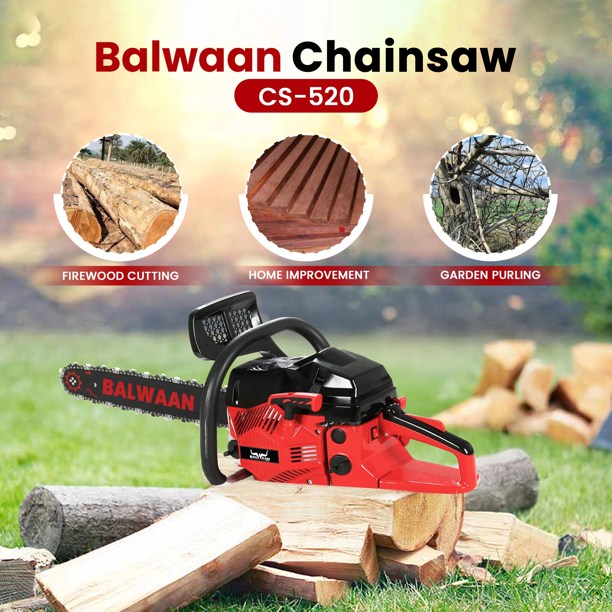 Balwaan CS-520 52cc Petrol Chainsaw 18 Inch – thumb