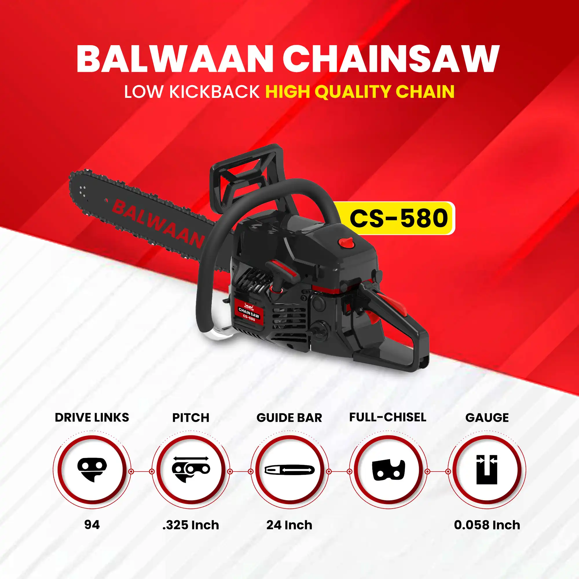 Balwaan Chainsaw 24" CS-580 – thumb