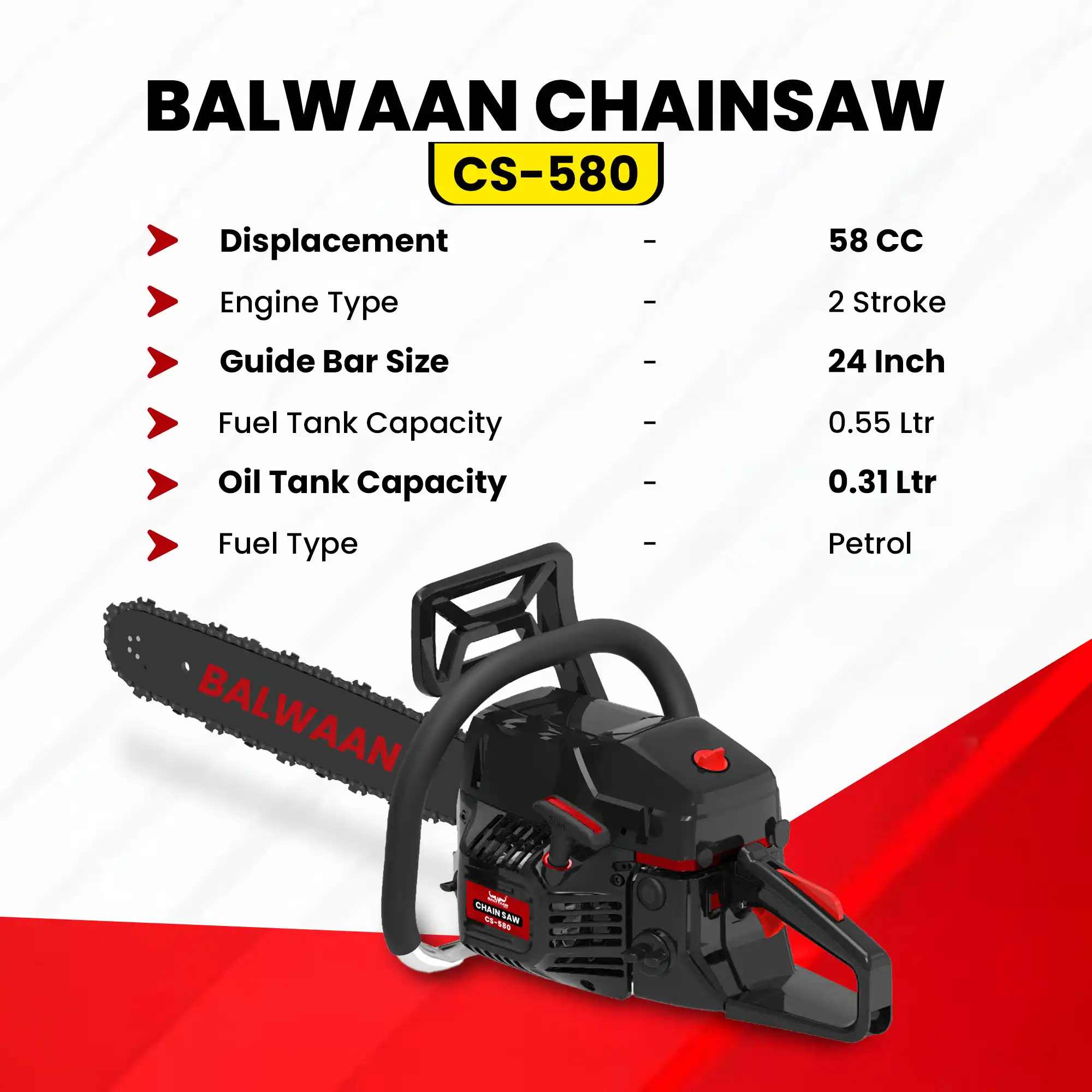 Balwaan Chainsaw 24" CS-580 – thumb
