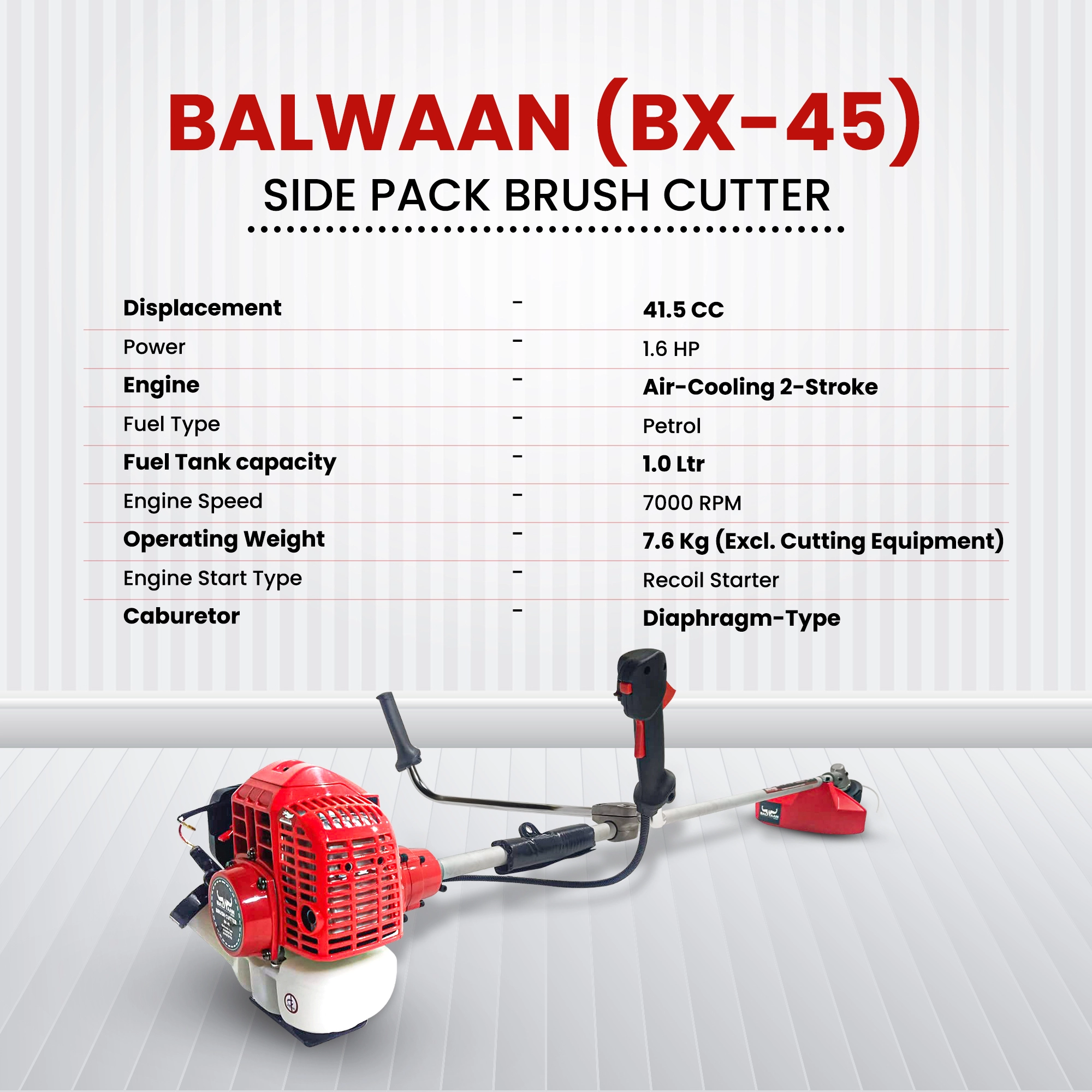 Balwaan Side Pack Brush Cutter (Petrol) BX-45 – thumb