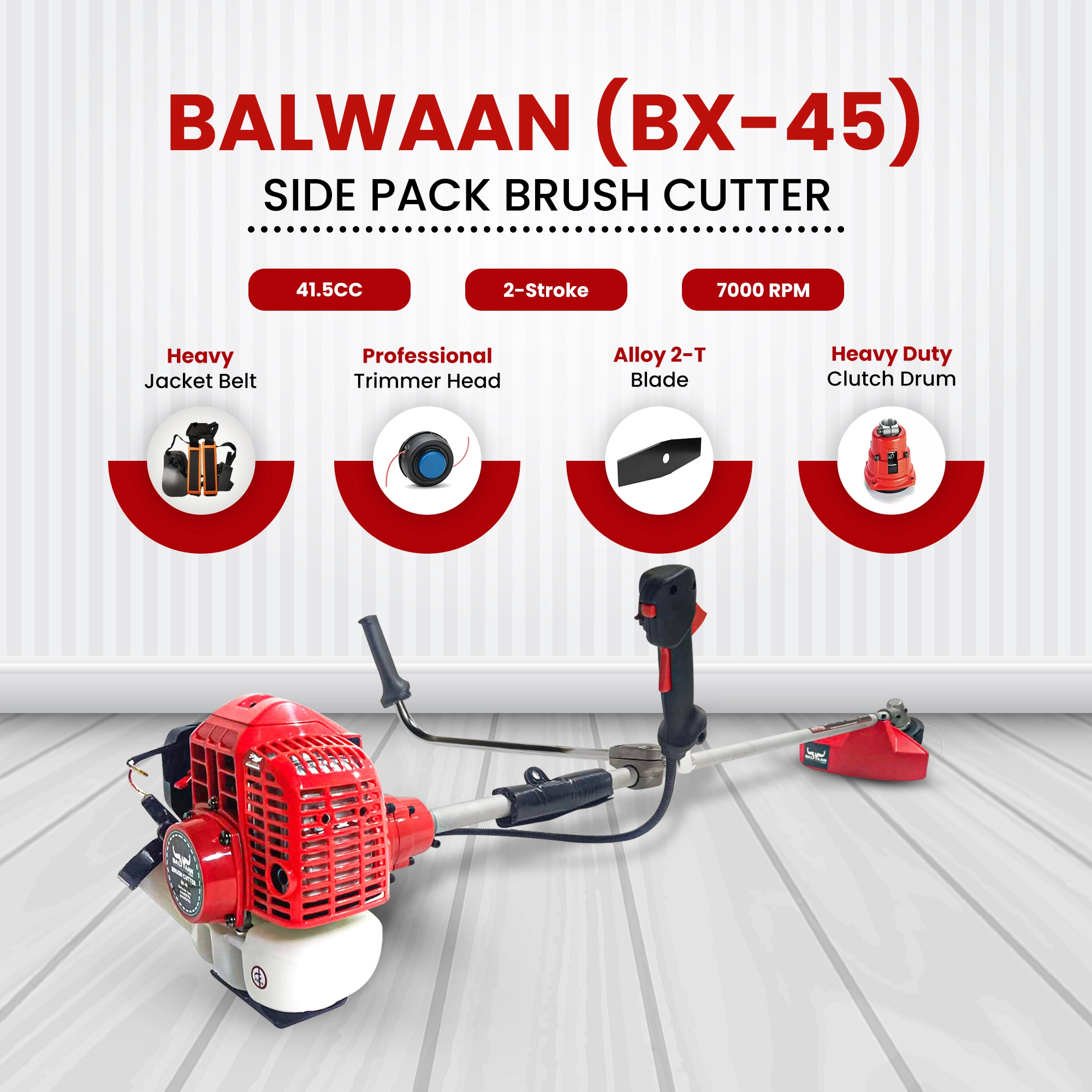 Balwaan Side Pack Brush Cutter (Petrol) BX-45 – thumb