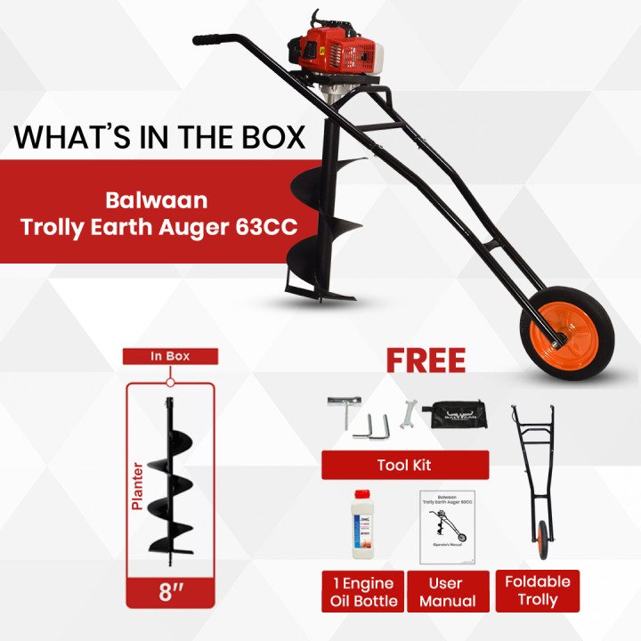 Balwaan Trolly Tree Planter 63CC Double Gear box (Without Bit) BE-63T – thumb