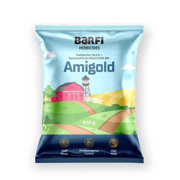 Barfi Amigold Pretilachlor 30% + Pyrazosulfuron Ethyl 0.75% WG Herbicide
