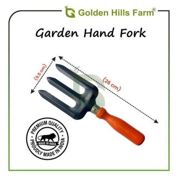 Golden Hills Farm Metal Black and Orange Fork for Home Gardening