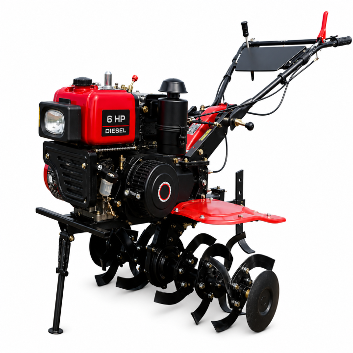 Power Tiller 6 HP Diesel Engine Mini Tiller for Farming and Land Preparation