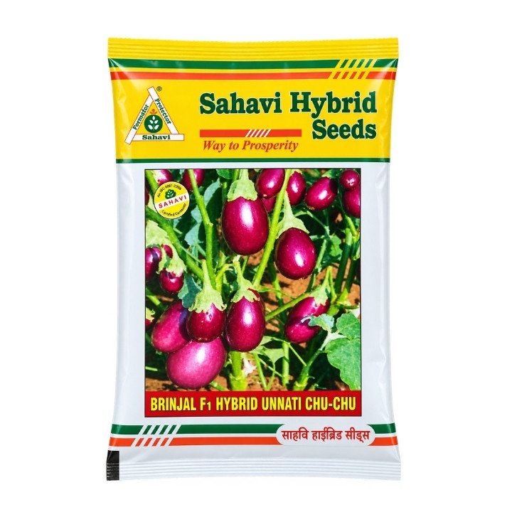 Sahavi Unnati Chu Chu F1 Hybrid Brinjal Seeds – Purple Oval Brinjal