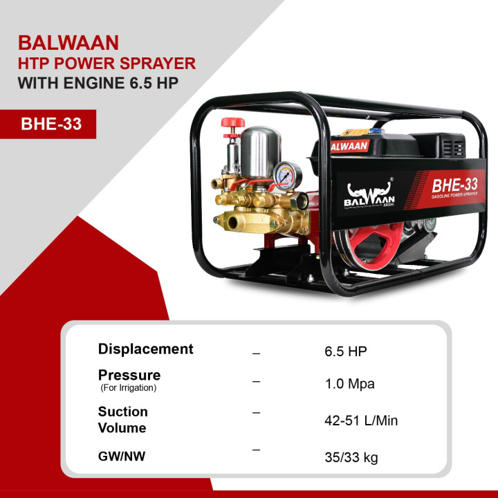 Balwaan BHE-33 HTP Sprayer Pump with 6.5HP Engine – thumb