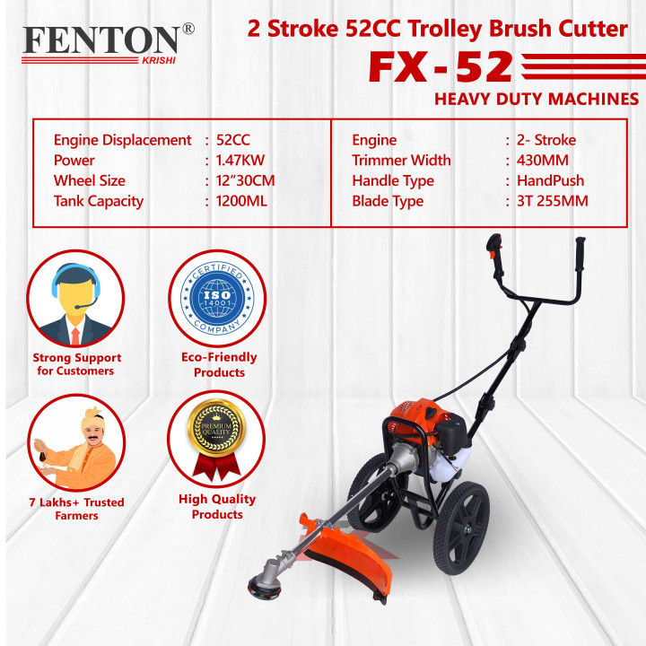 Fenton Krishi 52cc Petrol Brush Cutter Hand Push 1.47HP – thumb