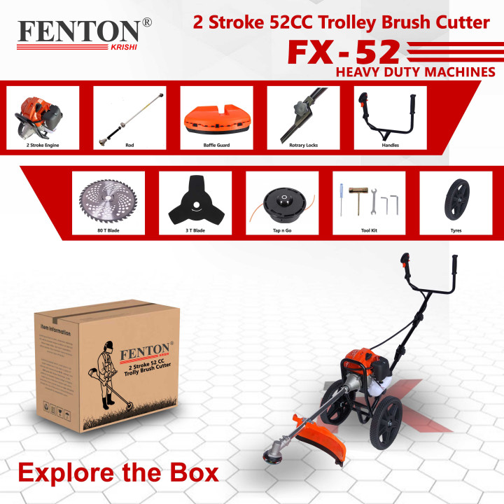 Fenton Krishi 52cc Petrol Brush Cutter Hand Push 1.47HP – thumb